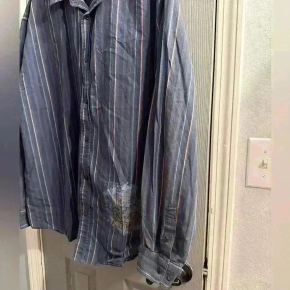 Mens Robert Wayne long sleeve button down shirt with graphics Size 3 XL - Picture 3 of 10